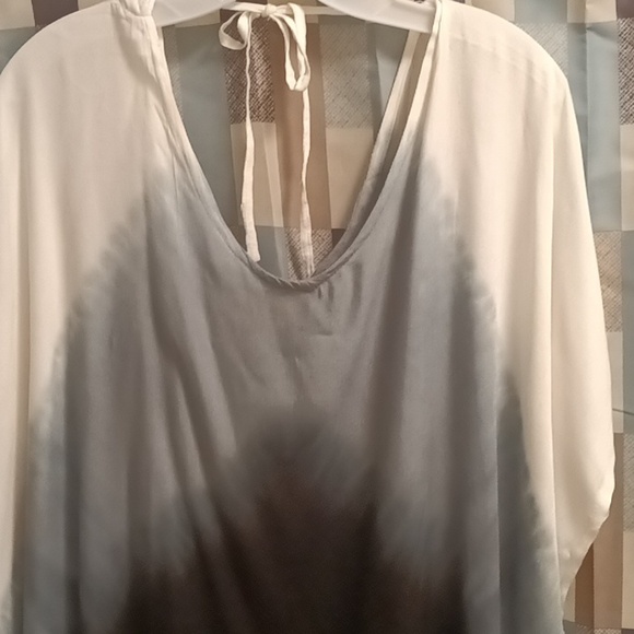 The Golden Globe Clothing multi-colored tie-dye scoop neck tie-up dress w fringe - Picture 4 of 13